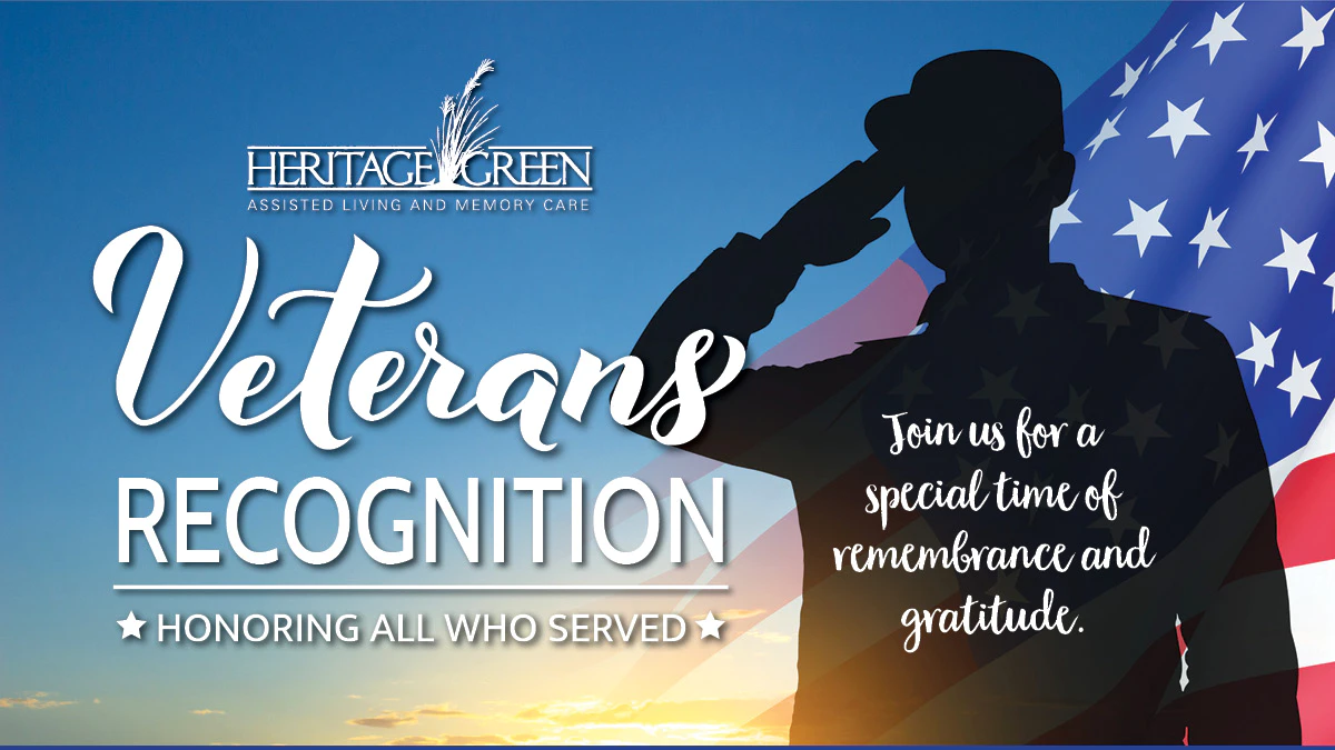 Veteran saluting before American flag for recognition event